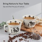 Ceramic Coffee Mug, 12 oz Novelty Unique Teacup with Handle, Stoneware Cup for Tea Mocha Latte Cappuccino Espresso (Fox)