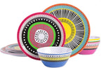 Gibson Home Almira Melamine Dinnerware, Assorted, Service for Four (12pcs)