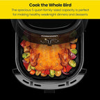 Chefman TurboFry 5-Quart Air Fryer, Integrated 60-Minute Timer for Healthy Cooking, Cook with 80% Less Oil, Adjustable Temperature Control, Nonstick Dishwasher-Safe Basket and Tray, Black