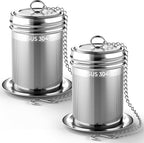 2 Pack Reinmoson Tea Strainers for Loose Tea, 1.58” x 2.2” Extra Fine Mesh Tea Infuser, 304 Stainless Steel & Threaded Lid, Loose Leaf Tea Steeper for Black Tea, Rooibos, etc