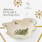 Spode Christmas Tree Serving Dish, 9-inch Tree-Shaped Bowl, Fine Earthenware, Dishwasher Safe, Decorative Christmas Serveware, Festive Tableware, Holiday Entertaining, Christmas Home Décor