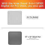 Ninja Digital Air Fry Countertop Oven, 8-in-1 Functionality, 1800W, Flip-Up Design, XL Capacity, Air Fry Basket, Wire Rack & Crumb Tray, Silver, SP101