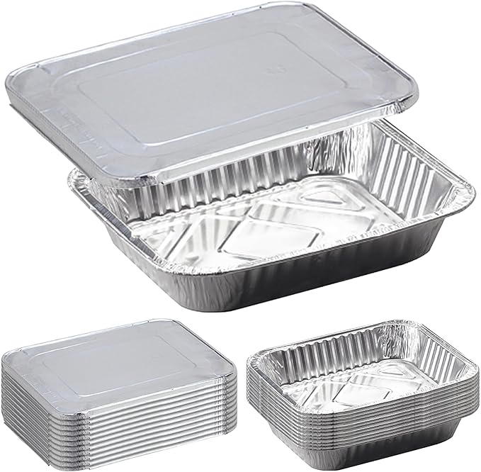 Sterno Aluminum Pans with Lids, Half Size, 9x13, Disposable Foil Tray for Baking, Roasting, Chafing, Great for Storage and Leftovers (24pcs)