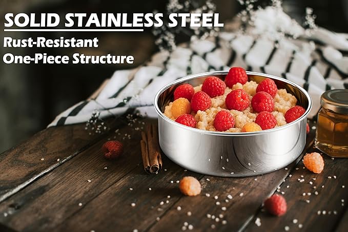 Leonyo 9Inch Round Cake Pans 4 Pack, Stainless Steel Circle Layer Cake Pans Set for Baking, Metal Round Baking Tins for Wedding Party, Dishwasher Oven Safe