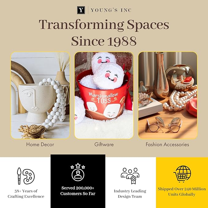 Young's Inc. Ceramic Cookie Jar - Cute Kitchen Counter Storage Canister with Lid - Perfect for Cookies, Coffee, Tea, Candy, Dog Treats, and More - Treat Yourself - White, Brown