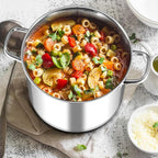 Leonyo 20QT Stock Pot, 18/10 Stainless Steel Soup Pot With Lid, Heavy Duty Stockpot Compatible with All Stoves, Food Grade Cookware for Pasta, Seafood, Spaghetti, Non Stick & Tri-Ply Base