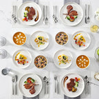 MALACASA 12 Pieces Porcelain Dinnerware Set, Modern White Dish Set for 4, Premium Serving Plates and Bowls Sets, Chip and Scratch Resistant Dishware Sets Kitchen Dishes Dining Ware Set, Series LEAH