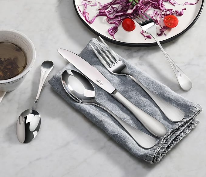 Cangshan RAIN Series Stainless Flatware Set, Window Box, Matte Finish Handle (20-Piece)