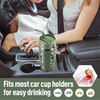 MUKOKO 32 oz Glass Tumbler with Straw,Glass Water Bottles with Time Marker,Iced Coffee Cup with 2 Lids-Handle Spout Lid&Straw Lid,Silicone Sleeve,Leakproof,1 Pack-Olive