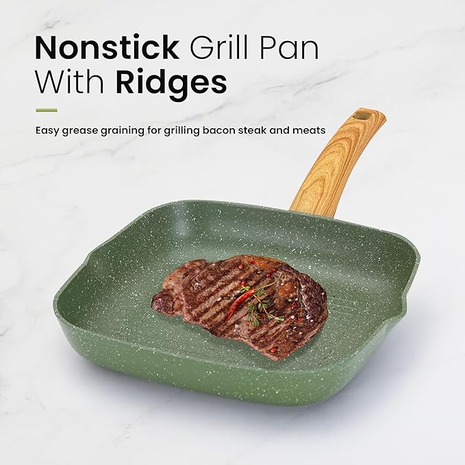 Kitchen Academy Pots and Pans Set Nonstick, 30 Pieces Induction Kitchen Cookware and Bakeware Sets, Green Granite Coating Cooking Pans Set