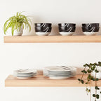 Amazon Basics Dinnerware Set, Microwave and Dishwasher Safe, Service for 6, 18-Piece Complete Kitchen, Plates, Dishes, Bowls, Swirl