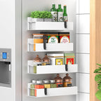 4-Piece Extra-large Capacity Magnetic Spice Rack for Refrigerator, White