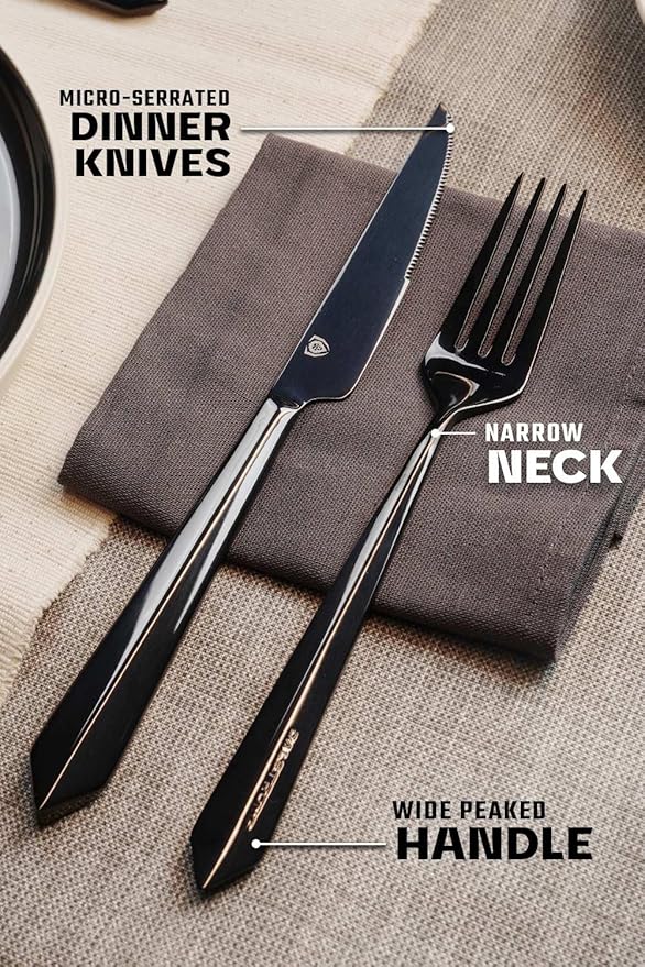 Dalstrong Flatware Cutlery Set - 20 Piece - Black High-Carbon Stainless Steel - Silverware Dinner Knife, Dinner Fork, Dinner Spoon, Dessert Fork, Dessert Spoon - Service for 4 - Table Dinner Set