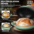 Bread Oven for Sourdough Baking (5.5 QT), Joyfair Enamaled Cast Iron Dutch Oven Pot with Lid, Sourdough Baking Pan, Heavy Duty Dual Handles, Non-Stick & Even Cooking, Oven-safe 500°F, Pistachio Green