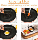 Round Egg Rings for Frying Eggs, 2 Pack 3.5 Inches Egg Ring with Silicone Handle Egg Mold for Breakfast Sandwiches Egg Mcmuffins Non-stick Fried Cooker Ring Shaper for Griddle Frying Pan