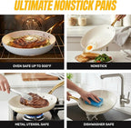 Gotham Steel 15 Pc Ceramic Cookware Set, Ceramic Pots and Pans Set Non Stick with Cooking Utensils and Steamer, Non Toxic PFOA PFOS Free, Premium Gold Stay Cool Handles, Oven & Dishwasher Safe