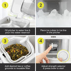 HomeCraft 3-Quart White Stainless Steel Café' Iced Tea And Iced Coffee Brewing System, 12 Cups, Strength Selector & Infuser Chamber, Perfect For Lattes, Lemonade, Flavored Water, Large Pitcher