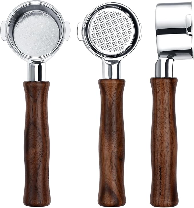 Normcore 51mm Naked Bottomless Portafilter 2 Ears Fits Delonghi ECP3420/EC155/BCO430/EC260 with 18g Basket Included, Genuine American Walnut Handle