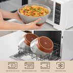 MALACASA Serving Bowls, 105oz Large Salad Bowls for Party, Entertaining, Big Ceramic Bowls for Soup, Fruit and Pho, 2-Pc Wide Bowl Set, Grey & Brown