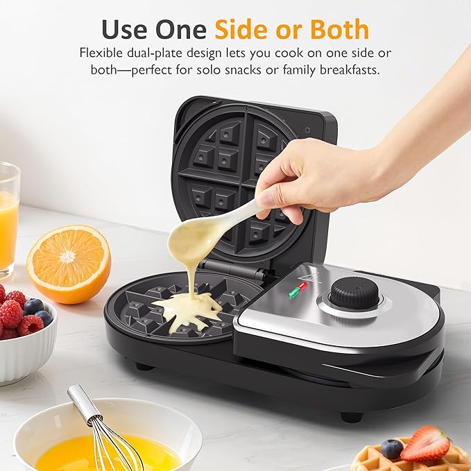 Sunvivi Dual Waffle Maker: Heart Waffle & Classic Waffle Iron with 2 Adjustable Temp Knobs, Nonstick Waffle Machine with Indicator Light, Easy to Clean, The best gifts for Her, Kids and Families