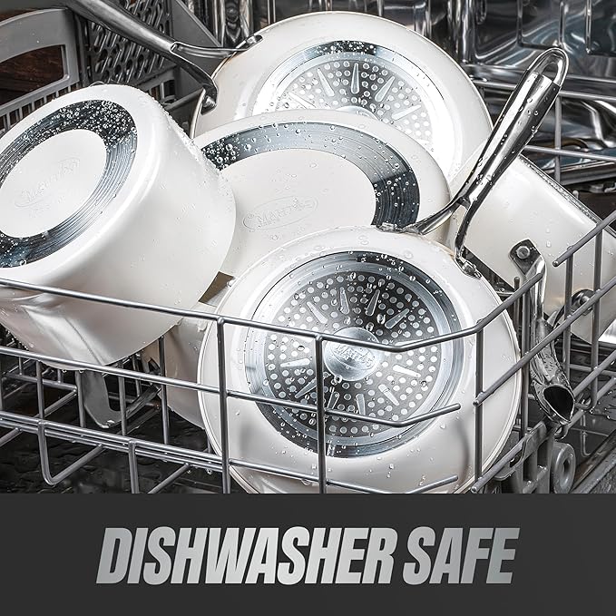 Gotham Steel 12 Pc Ceramic Cookware Set Nonstick, Ceramic Pots and Pans Set Non Stick with Steamer for Cooking, Non Toxic PFOA PFOS Free, Premium Stay Cool Handles, Oven & Dishwasher Safe