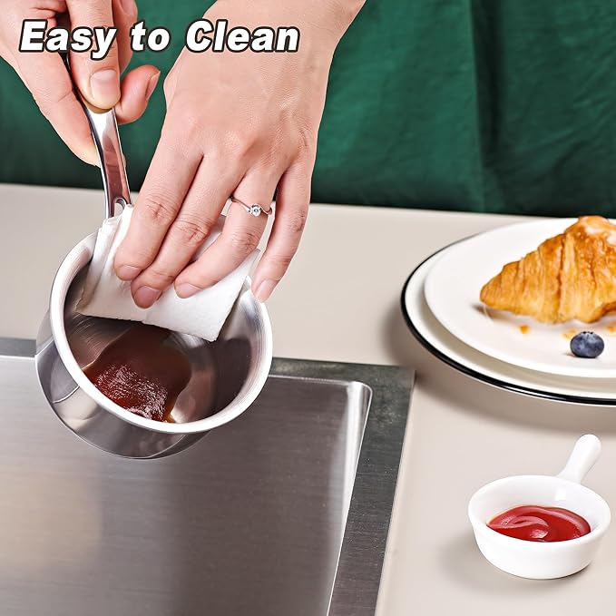 Mini Sauce Pan with Lid, Tri-Ply Stainless Steel Pot with Stay-Cool Handle & All Cooktop Compatibility (Gas, Ceramic, Electric) - Silver