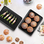 2 Pack Cookie Sheets for Baking, Ceramic Baking Sheet Jelly Roll Pans Set, Thicker Carbon Steel Baking Sheets Non Stick, 15.3 x 11.3 Inch Baking Trays for Oven