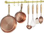 ROTHLEY Stainless Steel Hanging Pot Rack Hanger: 23.7 Inch Brass Pot and Pan Hanger Wall Mounted Hanging Pot Bar Rack Heavy Duty Pot Hangers Kitchen Rail with 8 S Hooks