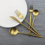 JASHII Luxury Gold Flatware, Silverware Sets, 5-piece Elegant Cute 18/10 Stainless Steel Silverware Set for Eating Home Kitchen Hotel Restaurant, Service Sets for 1 People, Dishwasher Safe