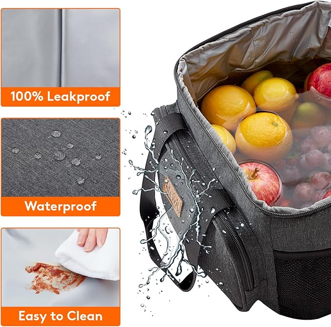 Lifewit Large Lunch Bag Insulated Lunch Box Soft Cooler Cooling Tote for Adult Men Women, Dark Gray 40-Can (24L)