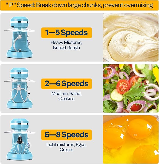 VIVOHOME 4.75 Quart Stand Mixer, 8 Speed Kitchen Electric Food Mixer, Household Stand Mixer for Baking, Cake, Bread with Beater, Dough Hook, Wire Whip and Egg Separator, Blue