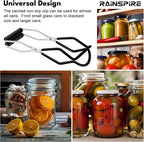 Rainspire Canning Jar Lifter, Canning Tongs Jar Lifter, Canning Tools, Canning Supplies for Home Kitchen, Stainless Steel, Black
