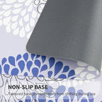 QIYI Placemats Set of 6, 12x18 Inch PU Leather Place Mats for Kitchen Dinning, Heat Resistant Anti Slip Flower Table Mats, Waterproof Wipeable Washable Placemat Party Table Décor, Blue Floral Burst