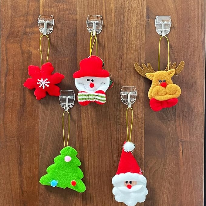 60 Hooks-70 Removable Strips,Clear Small Wire Hanger Hooks Value Pack, Damage Free Hanging Wall Hooks with Adhesive Strips, Removes Cleanly, No Tools Utility Hooks for Hanging Decorations