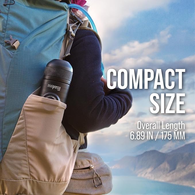 WACACO Minipresso GR, Portable Espresso Machine, Compatible Ground Coffee, Hand Coffee Make, Travel Gadgets, Manually Operated, Perfect for Camping