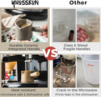 Espresso Measuring Cup, Ceramic Espresso Cup with Handle, Expresso Shots Cups Double Spouts Milk Cup, Espresso Accessories, 3 Oz/ 90 Ml, Brown