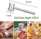 Meykers Meat Tenderizer Mallet | 304 Stainless Steel | Dishwasher Safe | Meat Pounder Hammer Flattner Beater | Kitchen Tool for Steak Chicken Poultry Food | ablandador de carne martillo para carne