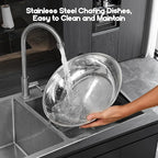 Chafing Dishes for Buffet 4Pack, 5QT Round Stainless Steel Chafing Dish Buffet Set with Safe Roll-Edge, Chafers and Buffet Warmers Sets for Catering, Weddings, Parties, Holiday Celebration (Rose Gold)