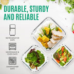 Razab 6 PC Square Glass Food Storage Containers with Airtight lids (74, 40 & 27 oz) Kitchen Glass Meal Prep Containers Set for Freezer Reusable Leftover Lunch Boxes, Oven, Microwave, Dishwasher Safe