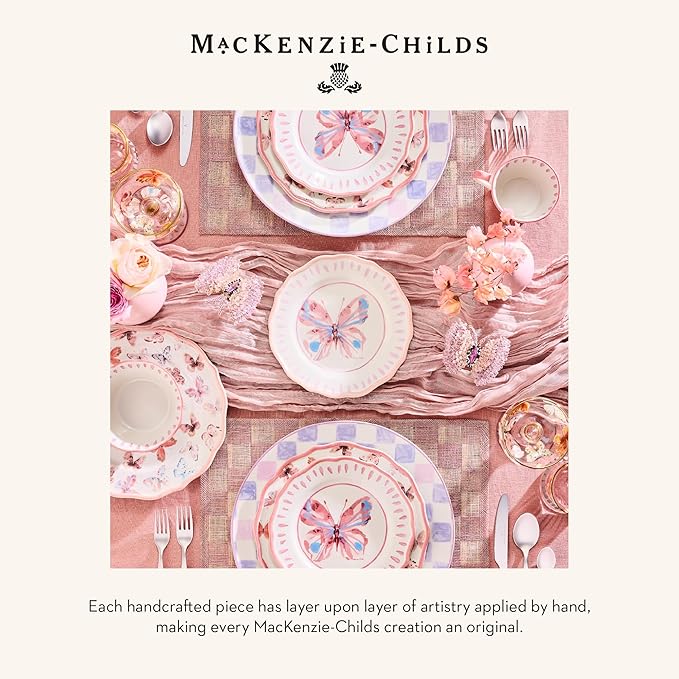 MACKENZIE-CHILDS Coupe Glass, Decorative Stemmed Cocktail Glass, 11 Ounces, Butterfly Hill