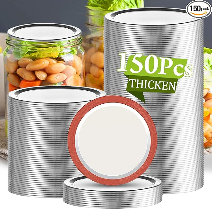 Aliggbent 150 Pcs Wide Mouth Canning Lids, 86MM Airtight Split-Type Mason Jar Lids, Leakproof Bulk Wide Mouth Canning Jar Lids for Canning Food, Jams, Fruits & DIY Decor