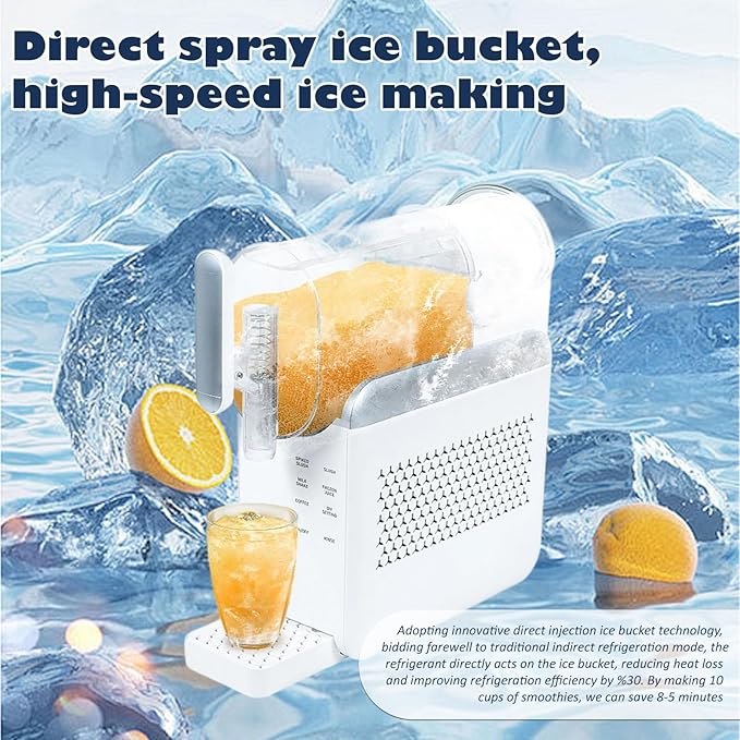 Slushie Machine,Slushy Machine for Home,No Need Ice Cubes,15 Minute Slushy Maker Machine,5 Preset Modes&DIY Mode,Ice Cream Maker,Smoothie/Milkshake/Frozen Juice/Coffee/Cocktail (WHT)