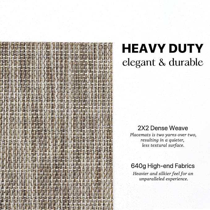 LEXMORE Placemats Set of 8 Vinyl/Plastic Woven Place Mats for Kitchen Table Indoor/Outdoor Washable Placemat Wipeable Dining Table Mats(Cappuccino)