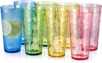 KOXIN-KARLU Mixed Drinkware 26-ounce Plastic Tumbler Acrylic Water Glasses, set of 8 Multicolor