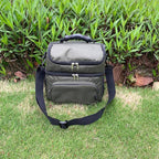 FlowFly Double Layer Cooler Insulated Lunch Bag Adult Lunch Box Large Tote Bag for Men, Women, With Adjustable Strap,Front Pocket and Dual Large Mesh Side Pockets