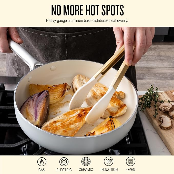 Alva Mobi 8‑Piece Ceramic Nonstick Cookware Set – Made without PFAS/PFOA/PTFE, Induction & Oven Safe, Easy‑Clean Pots & Pans with Lids, Recycled Aluminum + Stainless Handles