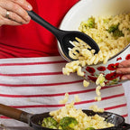 Silicone Cooking Spoon, Nonstick Kitchen Spoons for Cooking, Slotted and Solid Serving Spoon Heat Resistant, Silicone Mixing Spoons Basting for Nonstick Cookware 4 Pack