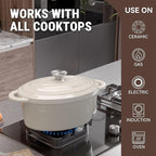 Oval Dutch Oven for Bread Baking, 4.5 Quart Non Stick Enameled Cast Iron Dutch Oven Pot with Lid, Oven Safe Oval Casserole with Lid up to 500°F for Baking, Braising, Stews, Roasting (Beige)