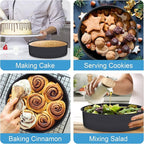 TeamFar 9½ Inch Cake Pan Set of 3, Layer Round Baking Cake Pans for Birthday Wedding Party, Stainless Steel Core & Black Nonstick Coating, Healthy & Heavy Duty, 2 Inch Deep & Easy Clean
