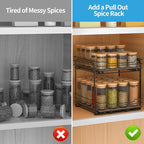 2-Tier Spice Rack, Pull Out Cabinet Organizer Spice Racks Height Adjustable Heavy Duty Metal Basket for Inside Cabinets & Pantry Closet(9.5''Wx10.5''Dx9.5''H)